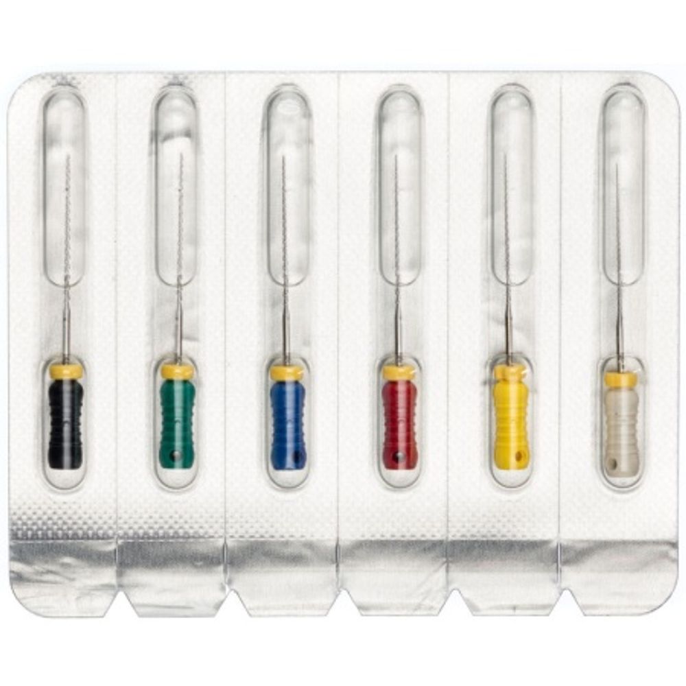 Pro-Endo H-Files №15-40 Ассорти (25мм) (6шт.) Про-Эндо Аш-файлы, каналорасширители ручные