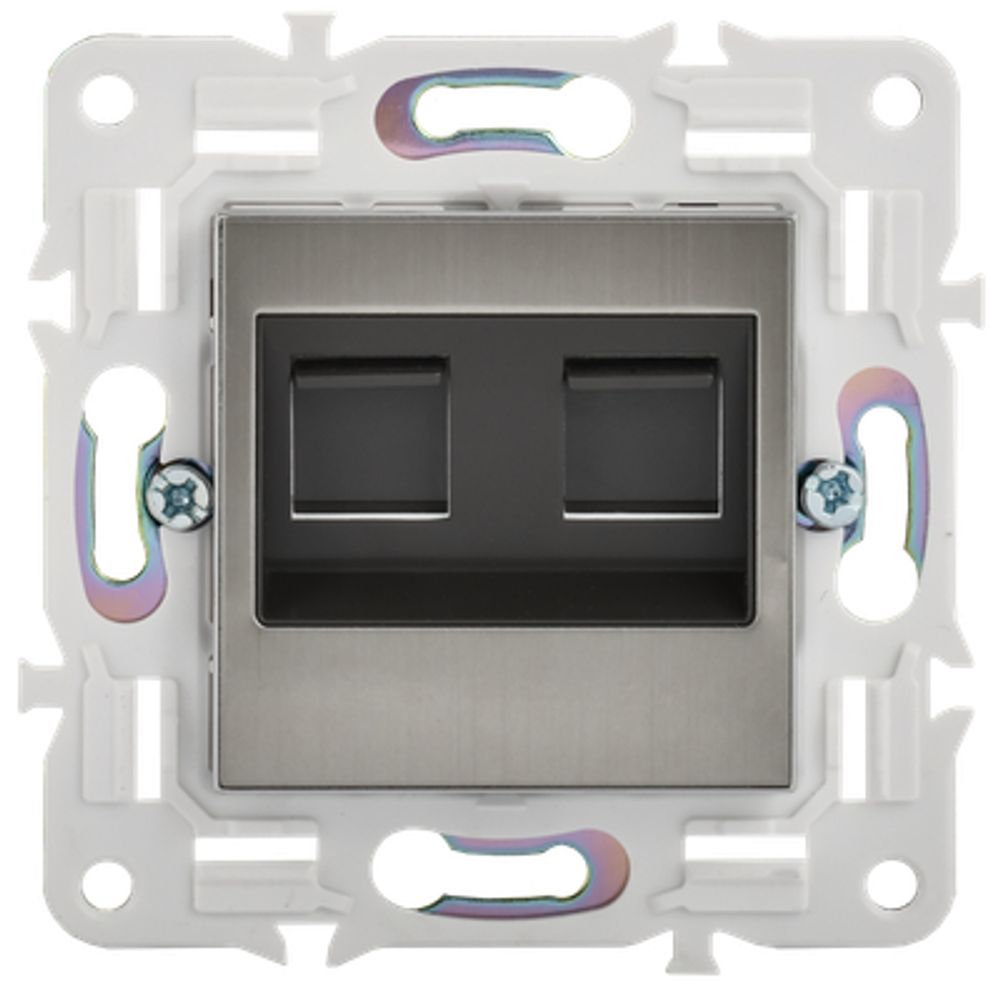 SKANDY Розетка компьютерная двойная RJ45 кат.6 SK-K04N металл никель IEK