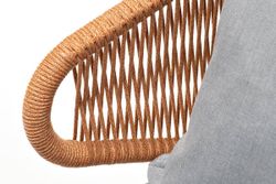 "Милан" кресло плетеное из роупа, каркас алюминий светло-серый (RAL7035) муар, роуп оранжевый меланж круглый, ткань светло-серая