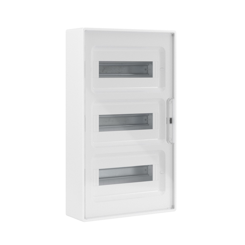 Щиток 36 мод настенный FRAME, белый с прозрачной дверцей, с 4 шинами PEN (2шт на 8 отв. и 2шт на 10отв.)