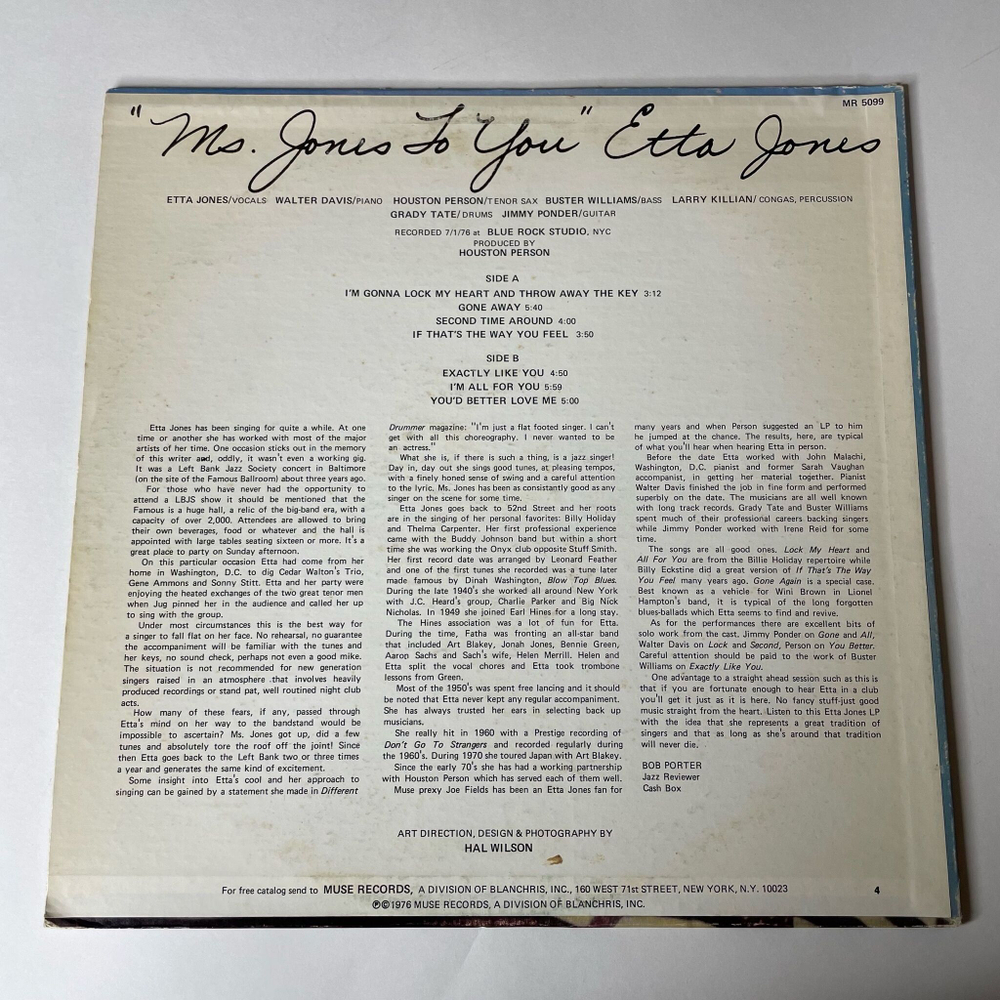 Винтажная виниловая пластинка LP Etta Jones Ms Jones To You (USA 1976)