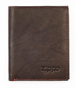 Качественное вертикальное мужское портмоне коричневое из высококачественной натуральной кожи ZIPPO 2005121