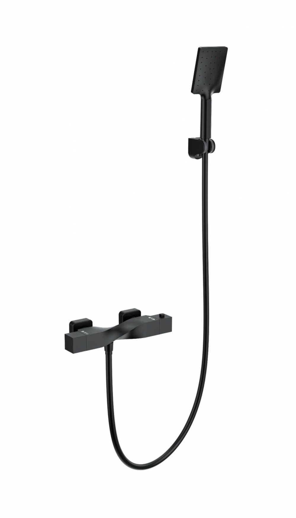 Смеситель для душа с термостатом WONZON & WOGHAND Twist, Черный матовый (WW-B2025-A-MB)
