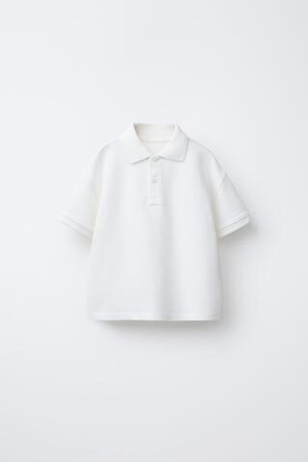 ZARA БАЗОВОЕ ОДНОТОННОЕ ПОЛО, БЕЛЫЙ