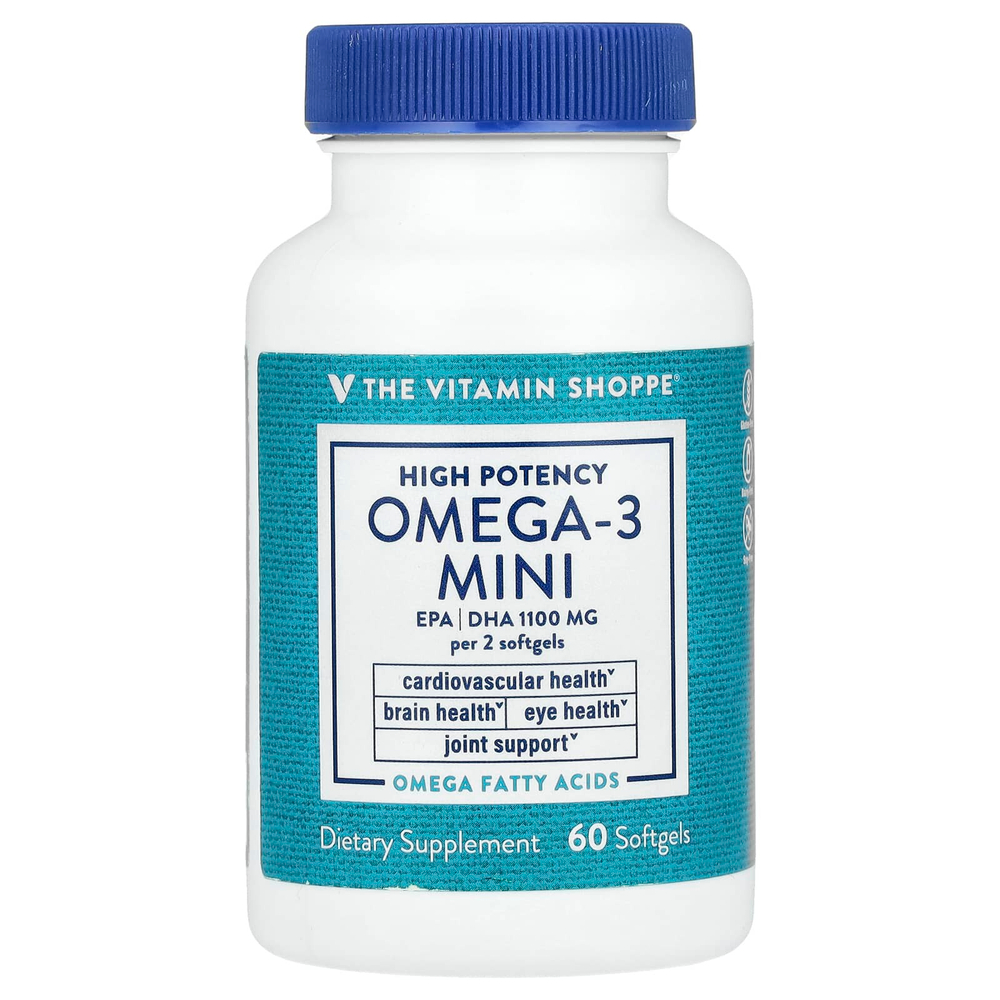 The Vitamin Shoppe, Омега-3 мини, высокая эффективность, 60 капсул (700 мг в каждой капсуле)
