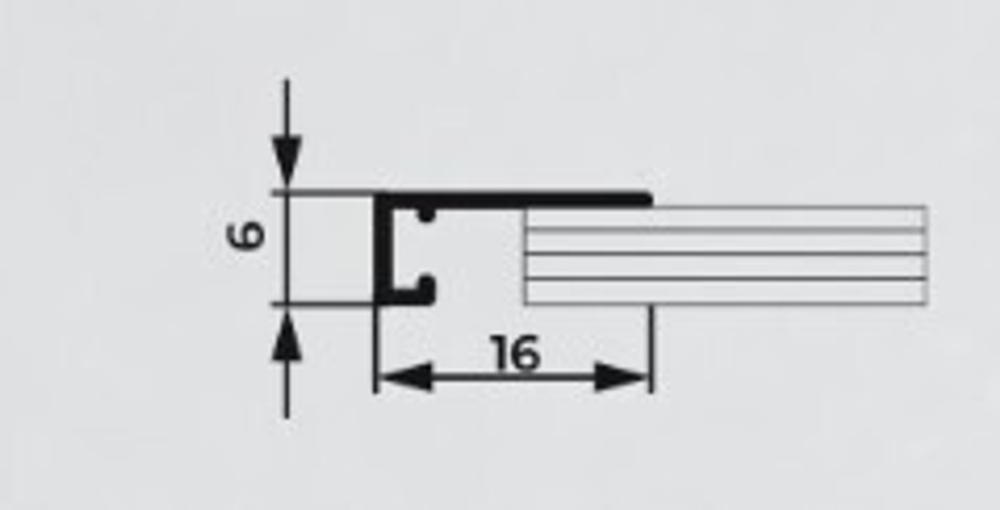 Микроплинтус НЕПЛИНТУС AL16X5-03 Чёрный Анод 16х6х2000мм