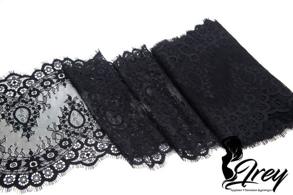01-54 Кружево шантильи 23 см, черный 170