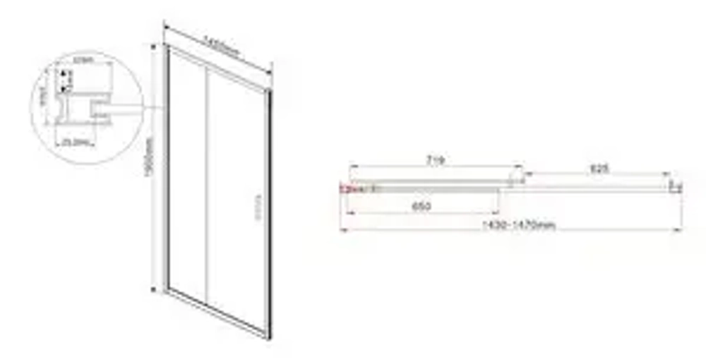 Душевая дверь Garda VDS-1G145CH, 1450, хром, стекло шиншилла, , шт