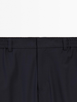 Massimo Dutti Брюки-джоггеры из шерстяной смеси, темно-синий