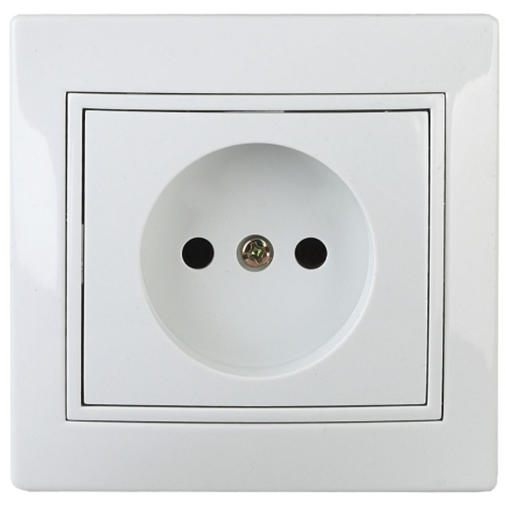 Розетка Intro Plano 1-201-01 без заземления 2P, 16А-250В, IP20, СУ, белый | Intro Plano Белый