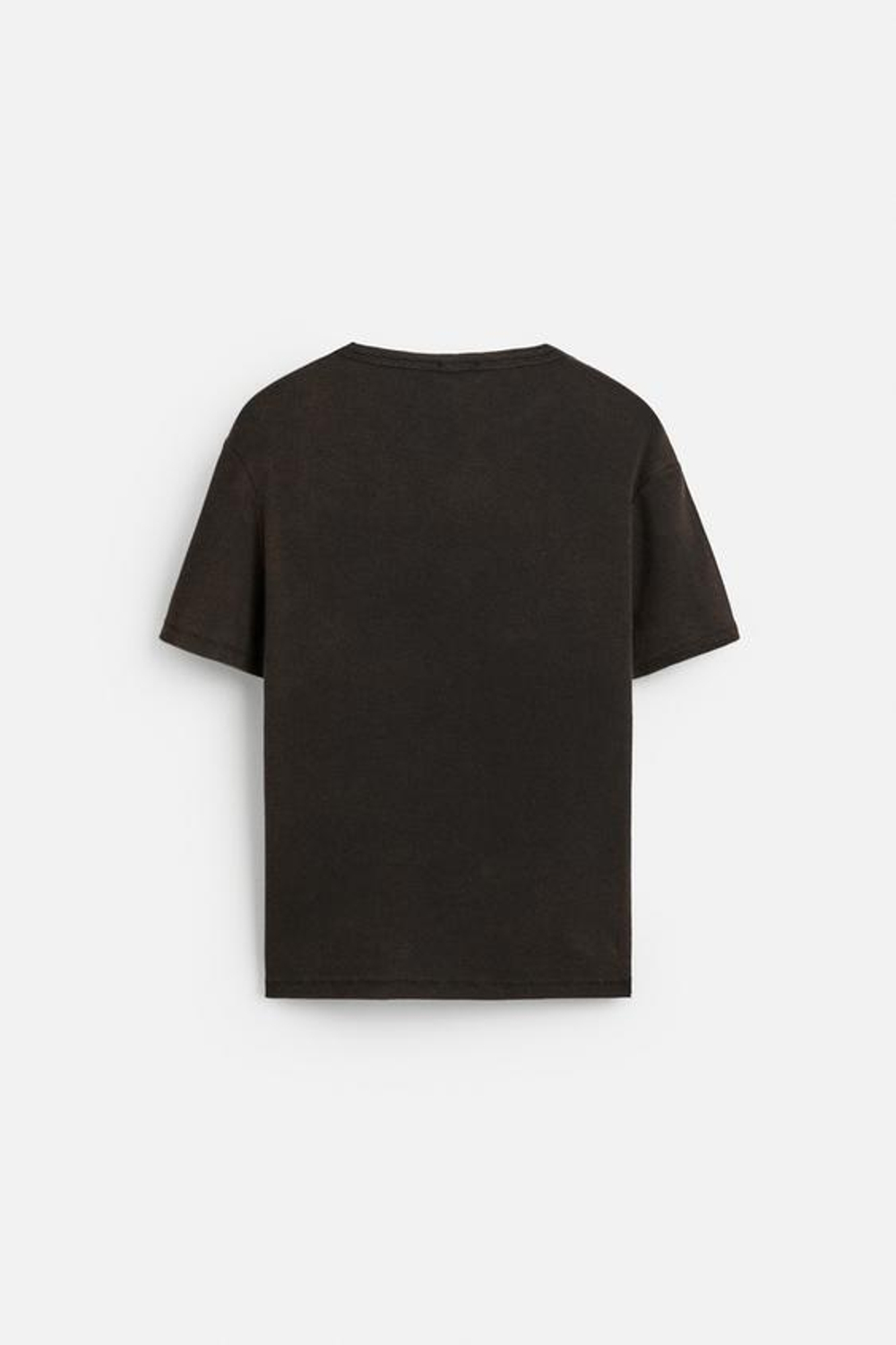 ZARA БАЗОВАЯ ФУТБОЛКА В РУБЧИК, ТЕМНО-КОРИЧНЕВЫЙ