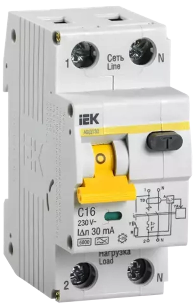 Автоматический выключатель дифференциального тока АВДТ32 C16 IEK