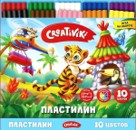 Пластилин классический 10 цветов., 150 гр, со стеком (Creativiki)