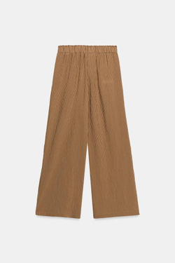 ZARA ШИРОКИЕ БРЮКИ В ПОЛОСКУ, КАРАМЕЛЬНЫЙ
