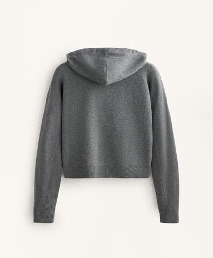Oysho Вязаная куртка с капюшоном, темно-серый меланж