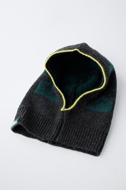 ZARA БАЛАКЛАВА С ПРИНТОМ, ЧЕРНЫЙ