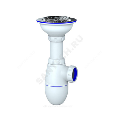 Сифон для кухонной мойки бутылочный 3 1/2"x40 выпуск с нержавеющей решёткой Unicorn В412P