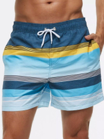 Сине-голубые пляжные шорты в полоску (Размер: M) (Цвет: синий)