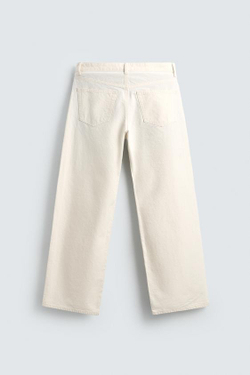 ZARA ДЖИНСЫ СВОБОДНОГО КРОЯ, ЖЕЛТОВАТО-БЕЛЫЙ