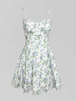 Платье ERS короткое на лямках в цветок с пышной юбкой