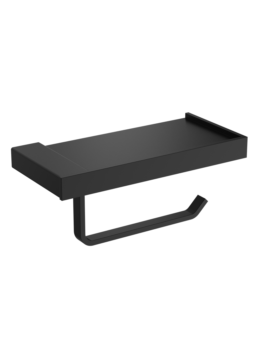 Держатель для туалетной бумаги STWORKI Дублин S41345BK настенный, матовый черный, с полкой