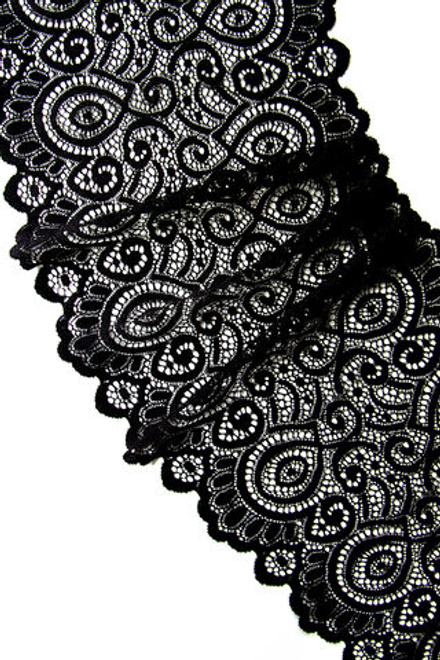 Эластичное кружево черное ширина 17 см