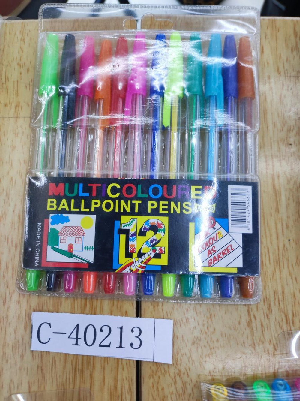 Набор ручек шариковых 12 цветов 1 мм в ПВХ упаковке