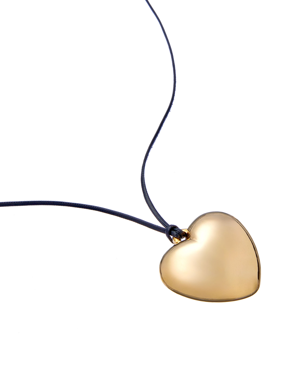 Подвеска металлическое сердце, гладкая веревка, золото