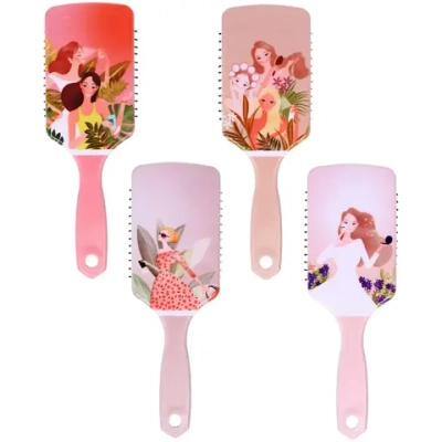 Расческа массажная прямоугольная форма «КОЛЛЕКЦИЯ ИМАНИ - ПАРНАУ», микс 4 дизайна, 24*7,5см (PVC упаковка)