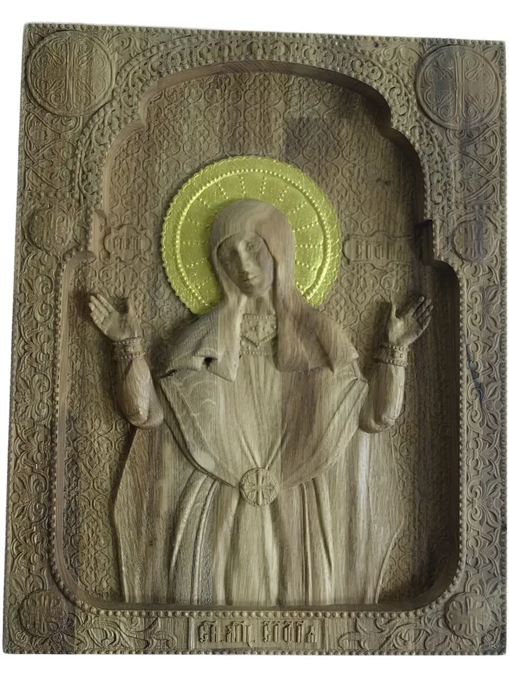 Освященная Икона Мученица София резная из массива дуба