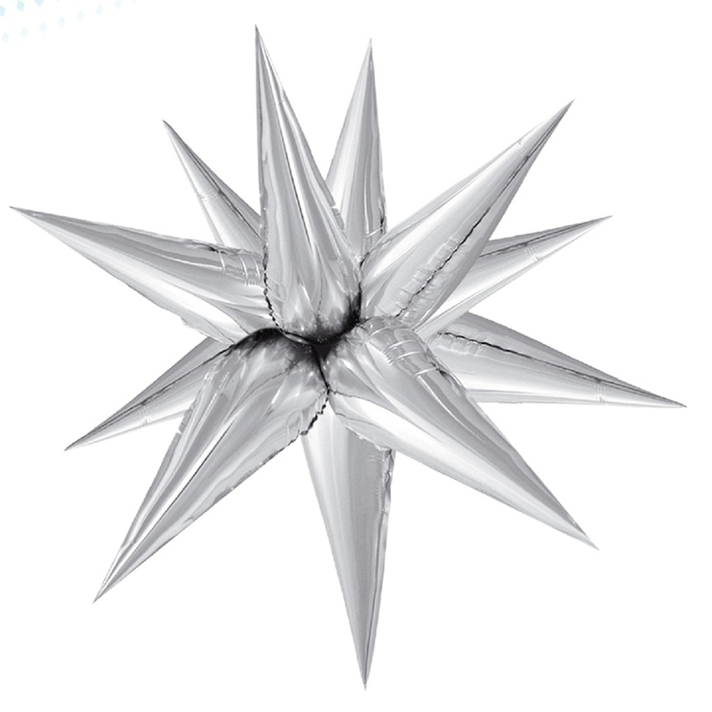 Шар фольгированный Звезда 3D 65 см (Серебряный)
