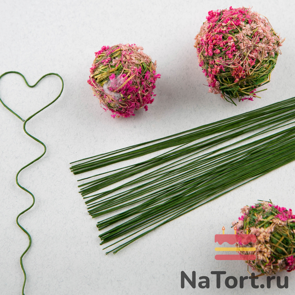Флористическая проволока зеленая №24 (36 см, 50 шт)