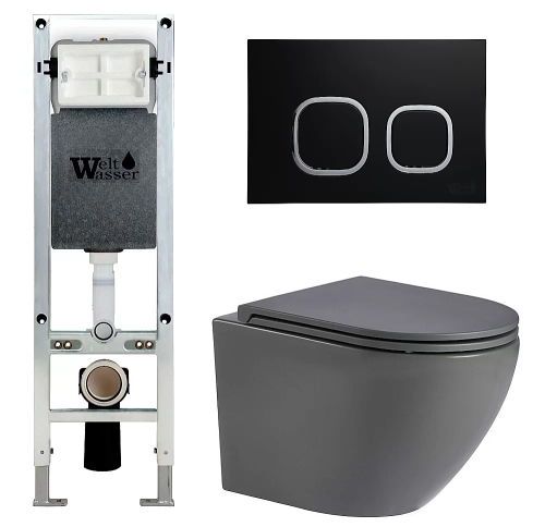 Унитаз с инсталляцией WeltWasser AMBERG 350 ST + MERZBACH 043 MT-GR + AMBERG RD-BL