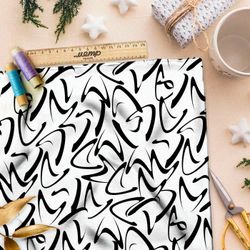 Ткань премиум атлас черно-белый мир