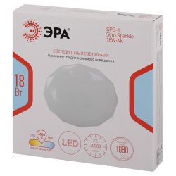Светильник потолочный светодиодный ЭРА Классик без ДУ SPB-6 Slim Sparkle 18W-4K 4000К