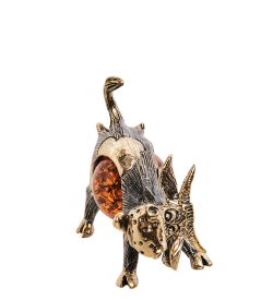 Народные промыслы AM-2832 Фигурка «Бык с шариком» (латунь, янтарь)