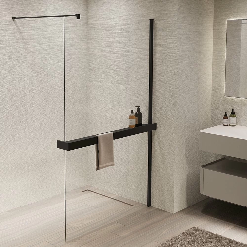 Душевая перегородка Vincea Walk-In VSW-1HR900CLB 90x200 профиль черный/стекло прозрачное