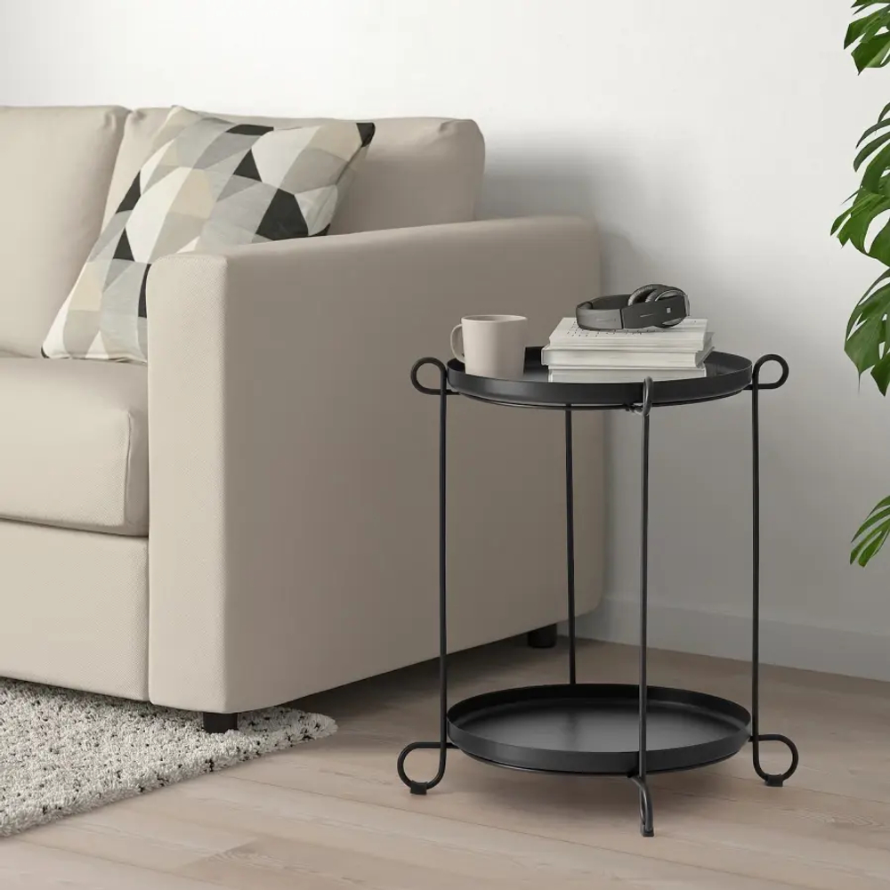 Стол-поднос - IKEA ИКЕА LIVELYCKE, 48х48х54 см, черный