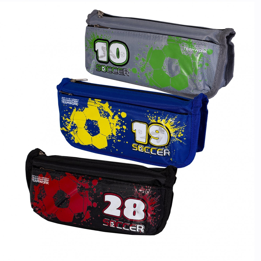Пенал - косметичка Alingar, ткань, молния, боковой карман, 80 х 200 мм, "Футбол", ассорти