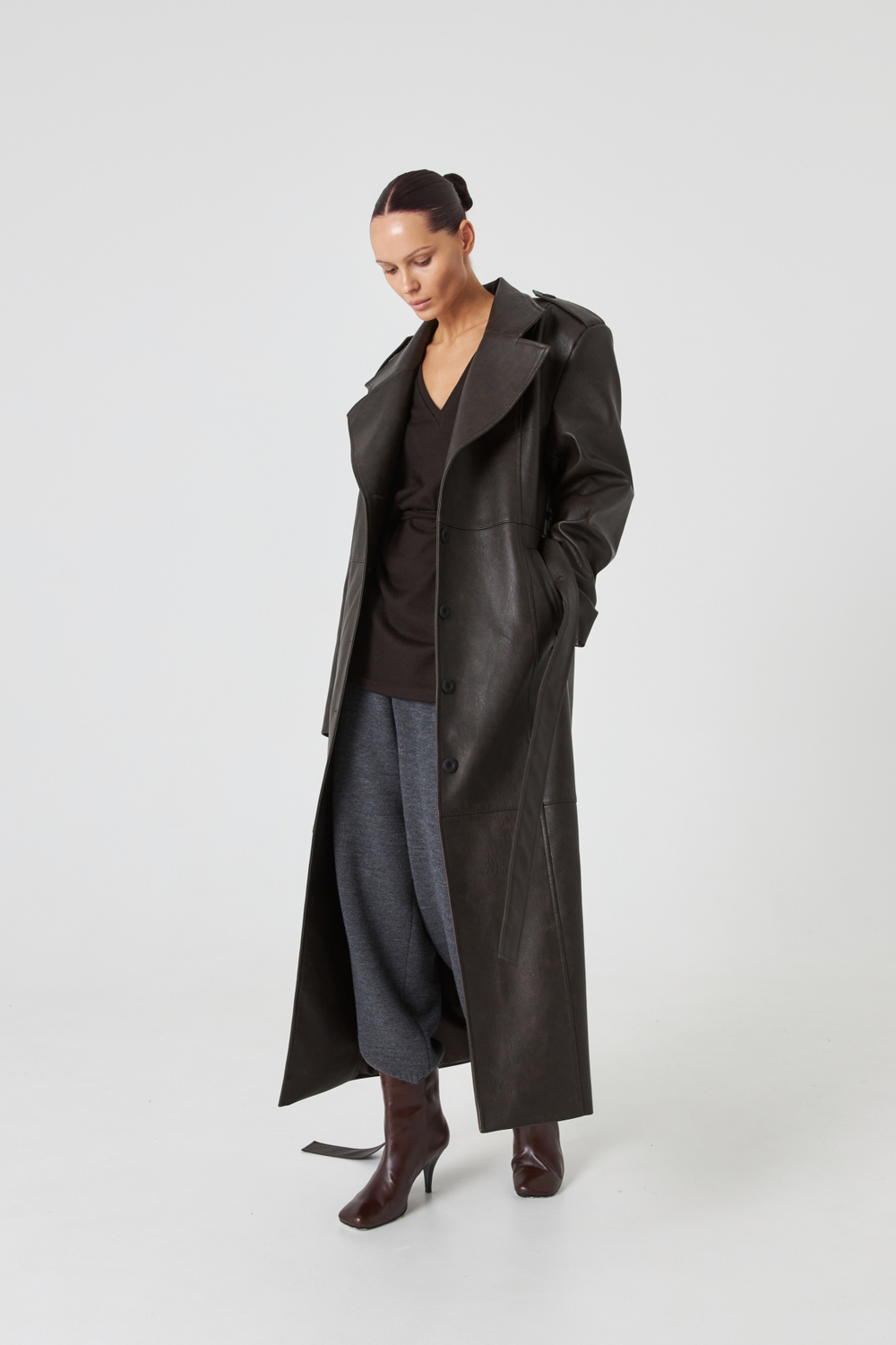 Тренч из эко-кожи "Brown"