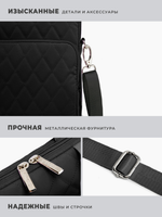 Сумка для ноутбука 15,6" и 17" с ремнем на плечо и большим карманом спереди (Стеганый черный)