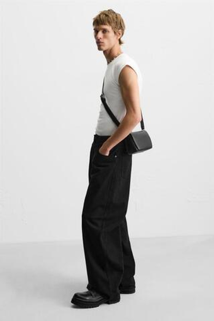 ZARA СУМКА С ТЕКСТУРОЙ, ЧЕРНЫЙ