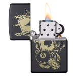 Зажигалка Zippo Gambling Design с покрытием Black Matte