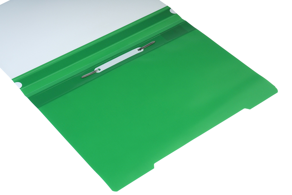 Папка-скоросшиватель с прозрачным верхним листом А4 зеленая 140/180мкм Люкс Бюрократ