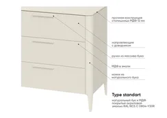 Комод Type 3 ящика ширина 90 см (молочный)