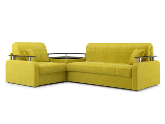 Диван угловой с Баром Денвер 1,8 - Velutto 28 оливковый/  коричневая накладка