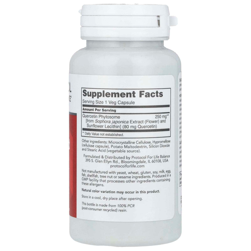 Protocol for Life Balance, Кверцетин фосфолипид, 250 мг, 90 растительных капсул