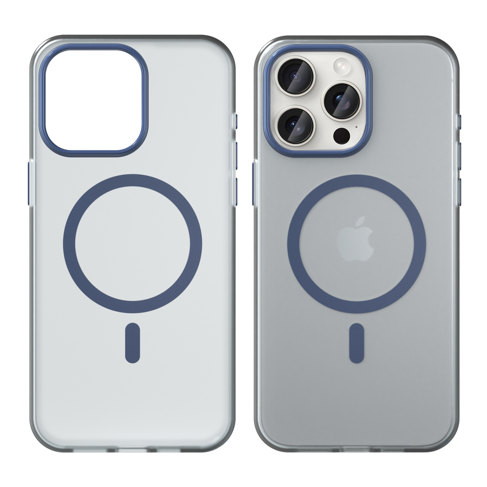 Мягкий защитный чехол темно-синего цвета с поддержкой MagSafe для iPhone 15 Pro, серия Frosted Magnetic