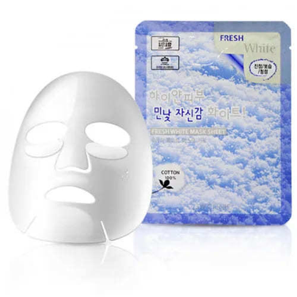 Маска для лица 3W Clinic Fresh White Mask Sheet тканевая с экстрактом хлопка 23 г