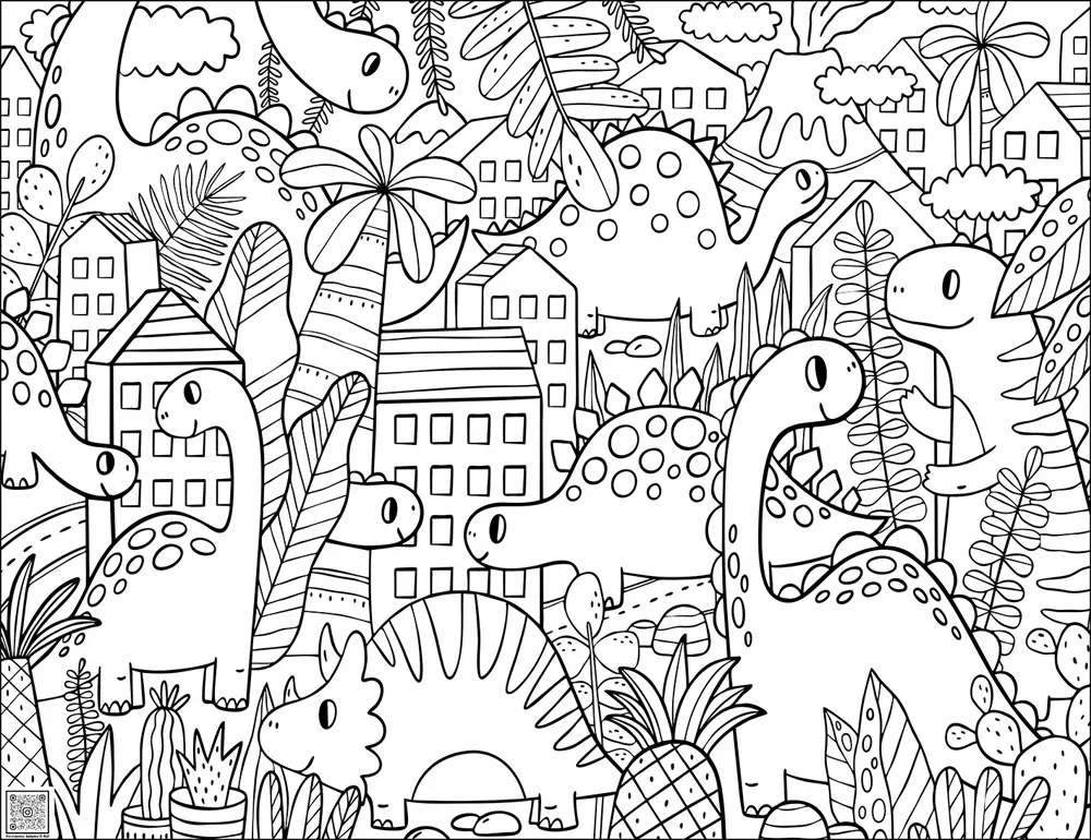 Цифровое панно ID Wall Раскраска "Город динозавров"